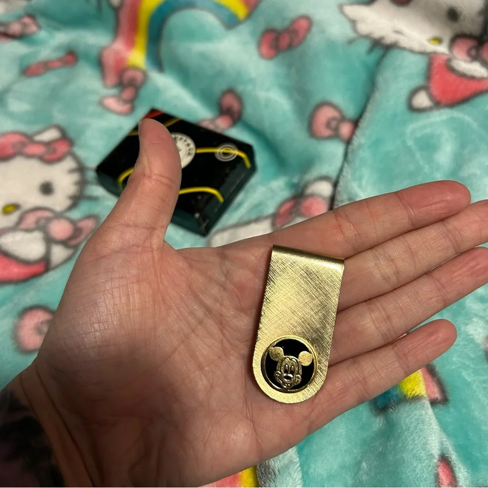 Vintage Mickey Mouse money clip by DISNEY COLIBRI gold‎ black Mickey & co